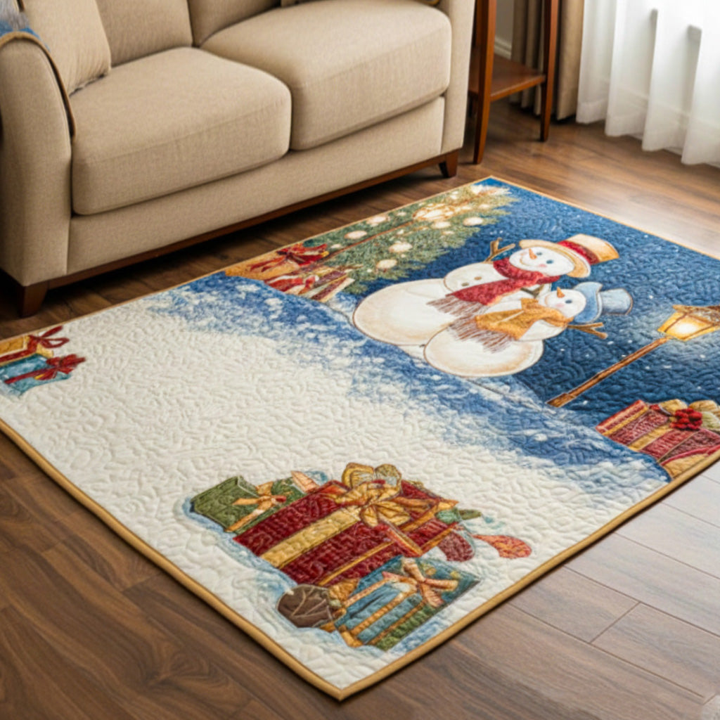 Snowy Charm area rug in a living room