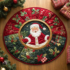 Snowy Gift Santa Christmas Round Mat Rug - washable non-slip printed rug