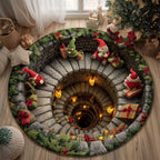 Snowy Gnome Round Mat Rug