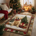 Snowy Golden Retriever area rug in a living room