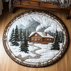 Snowy Haven Round Mat Rug - washable non-slip printed rug