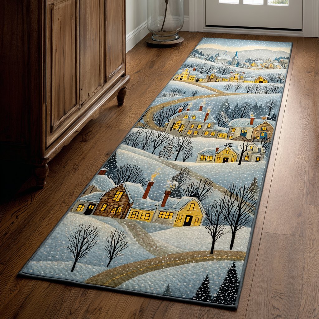 Snowy Hills Runner Carpet Runner Rug - Cute Pet Design | Animal Printed Runner Rug