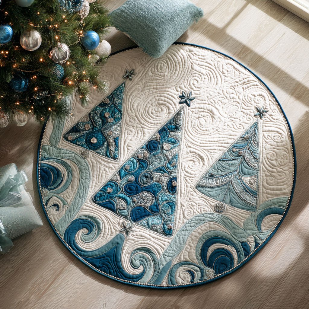 Snowy Magic Round Mat Rug - washable non-slip printed rug