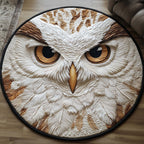 Snowy Owl Round Mat Rug - washable non-slip printed rug