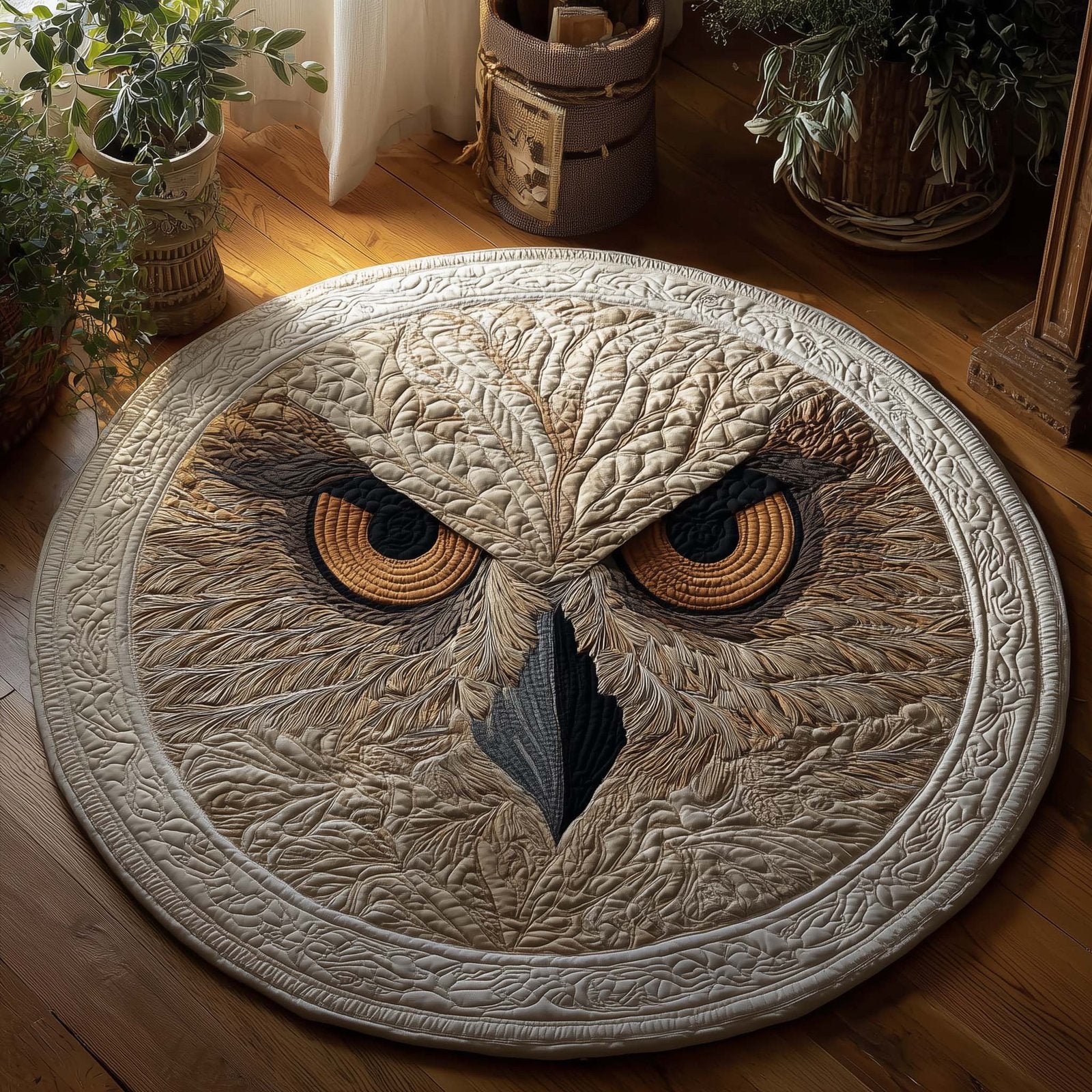 Snowy Owl Round Mat Rug - Cute Pet Design | Animal Printed Home Decor
