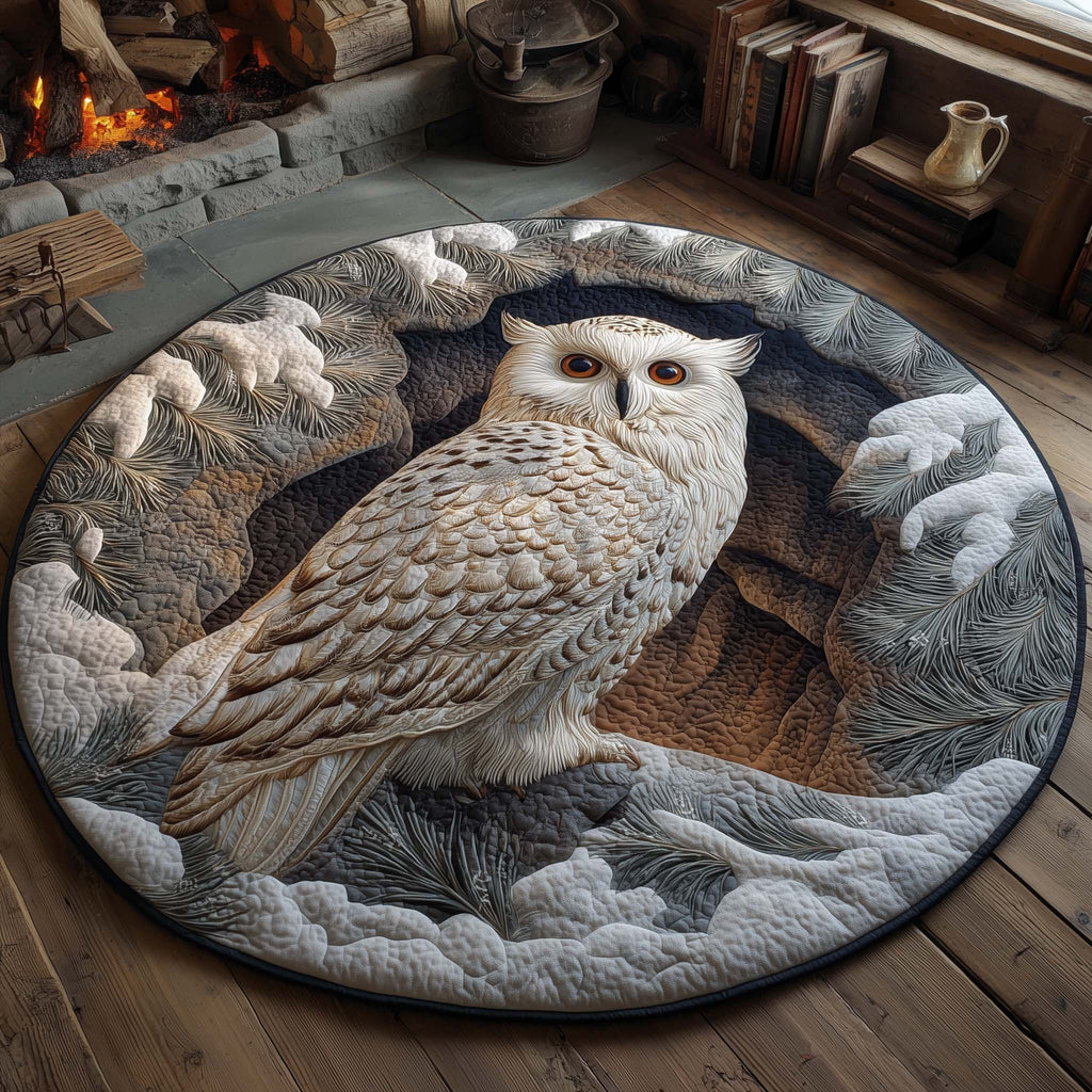 Snowy Owl Winter Dream Round Mat Rug