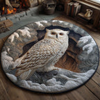 Snowy Owl Winter Dream Round Mat Rug