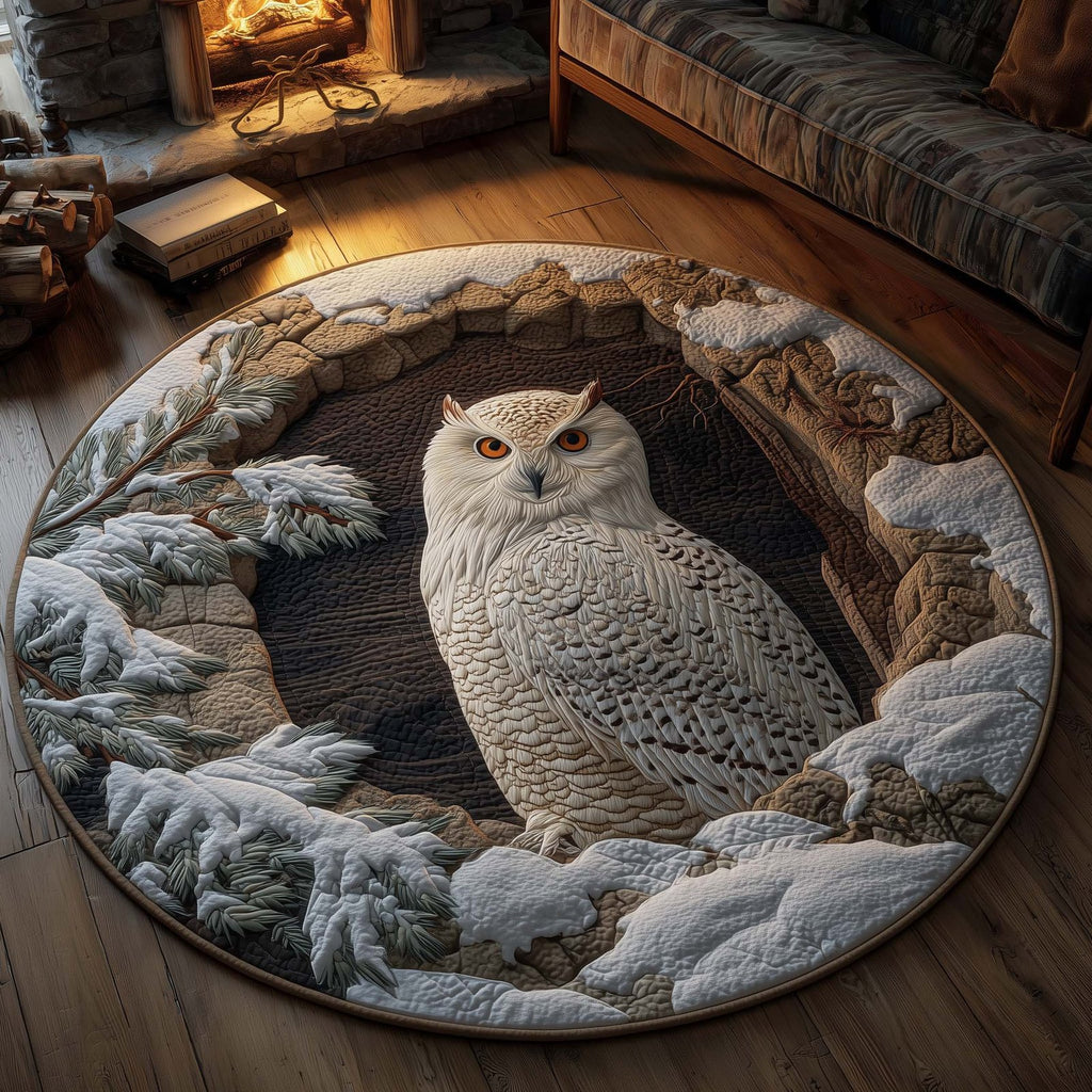 Snowy Owl Winter Dream Round Mat Rug - Cute Pet Design | Animal Printed Home Decor