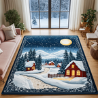 Snowy Path area rug in a living room