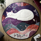 Snowy Paws Round Mat Rug - washable non-slip printed rug