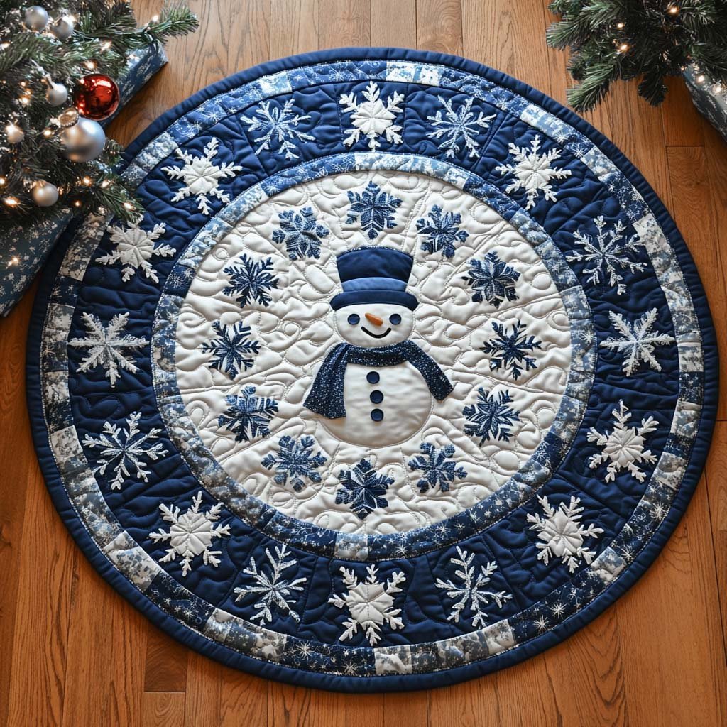 Snowy Pines Retreat Round Mat Rug - washable non-slip printed rug