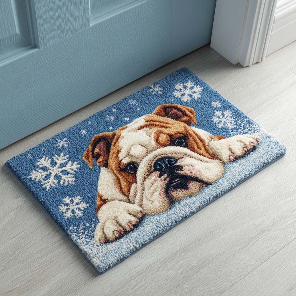Snowy Pup Doormat - Seasonal Holiday Design | Printed Welcome Doormat