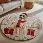 Snowy Retriever Round Mat Rug - washable non-slip printed rug