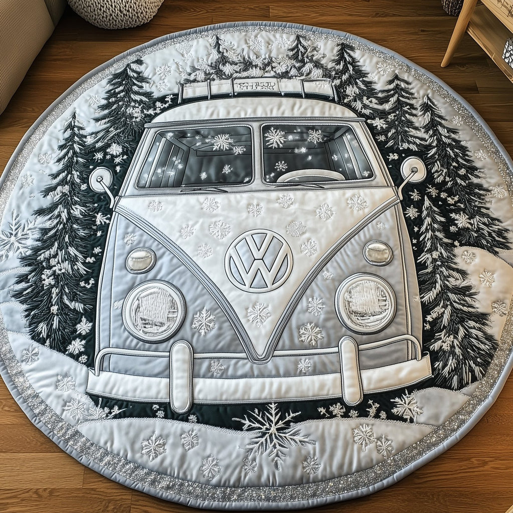 Snowy Road Round Mat Rug - Nature Design | Serene Home Decor
