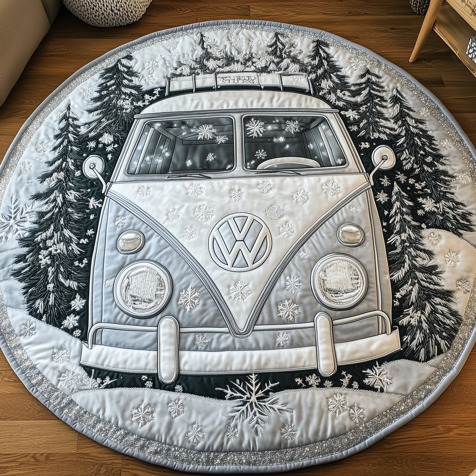 Snowy Road Round Mat Rug - Nature Design | Serene Home Decor