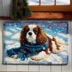 Snowy Spaniel Doormat - Seasonal Holiday Design | Printed Welcome Doormat
