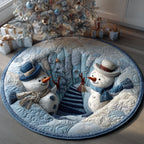 Snowy Storyland Round Mat Rug - washable non-slip printed rug