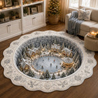 Snowy Wonderland Custom Shape Area Rug - Nature Design | Die-Cut Non-Slip Rug - washable non-slip printed rug