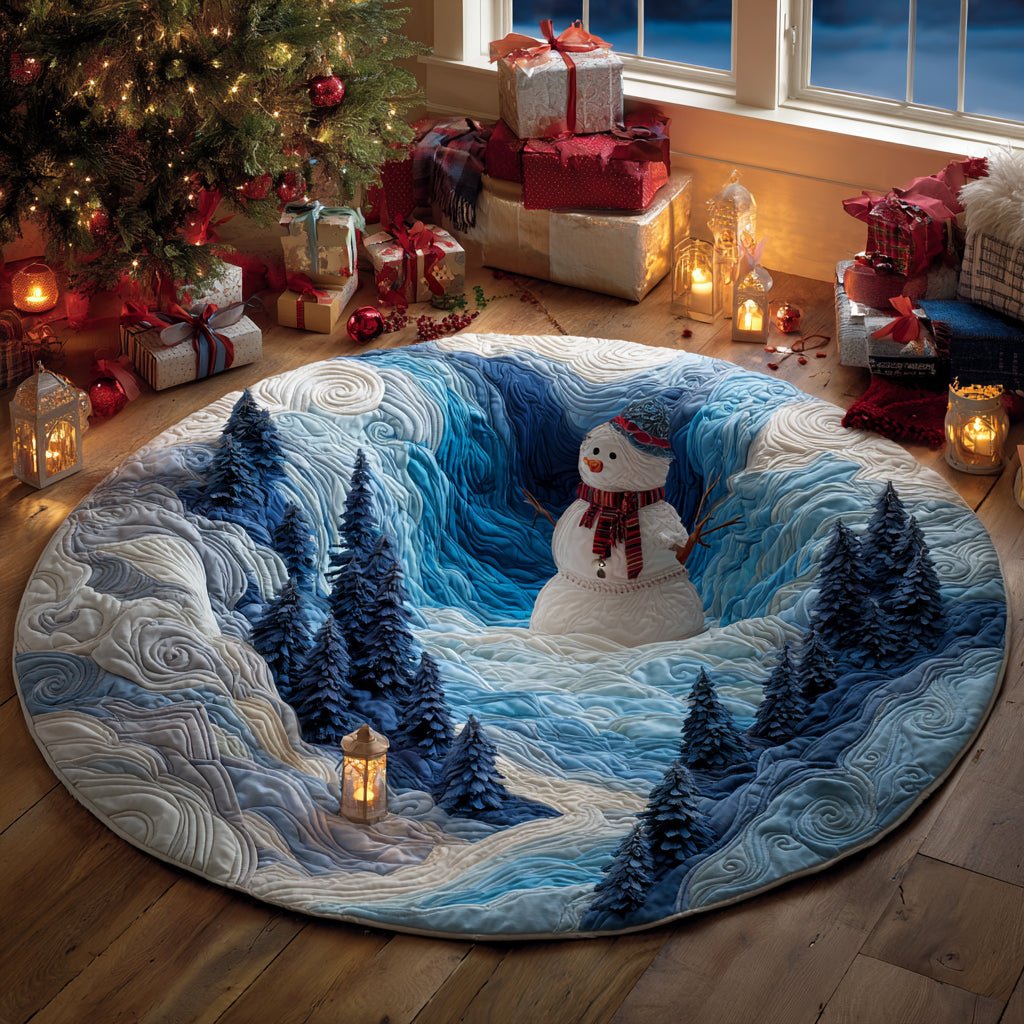 Snowy Wonderland Drop Round Mat Rug - washable non-slip printed rug