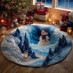 Snowy Wonderland Drop Round Mat Rug - washable non-slip printed rug
