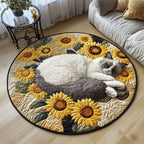 Snug Sunflowers Round Mat Rug - washable non-slip printed rug