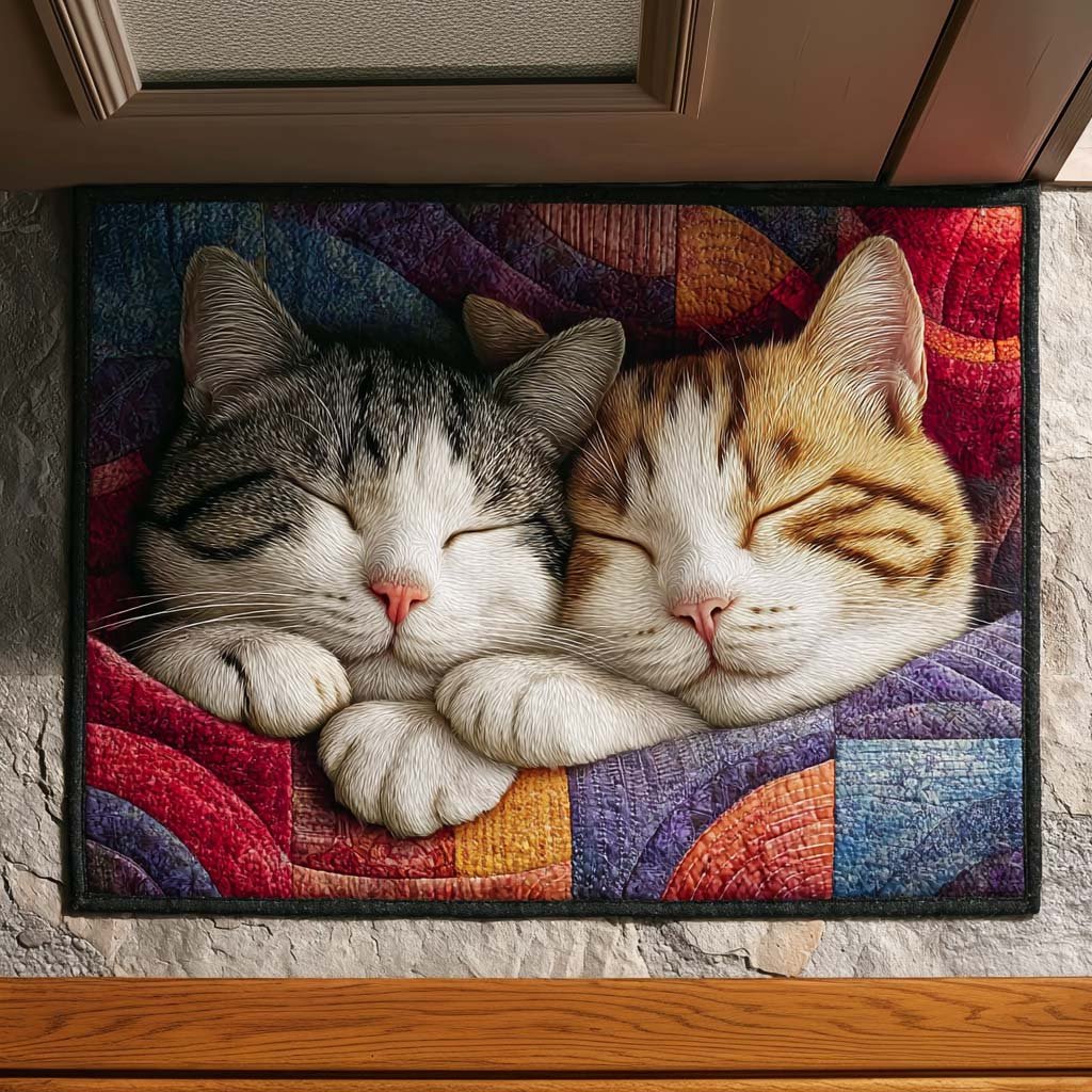 Snuggle Cats Doormat - Cute Animal Design | Printed Welcome Doormat
