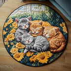 Snuggle Kitty Round Mat Rug - washable non-slip printed rug