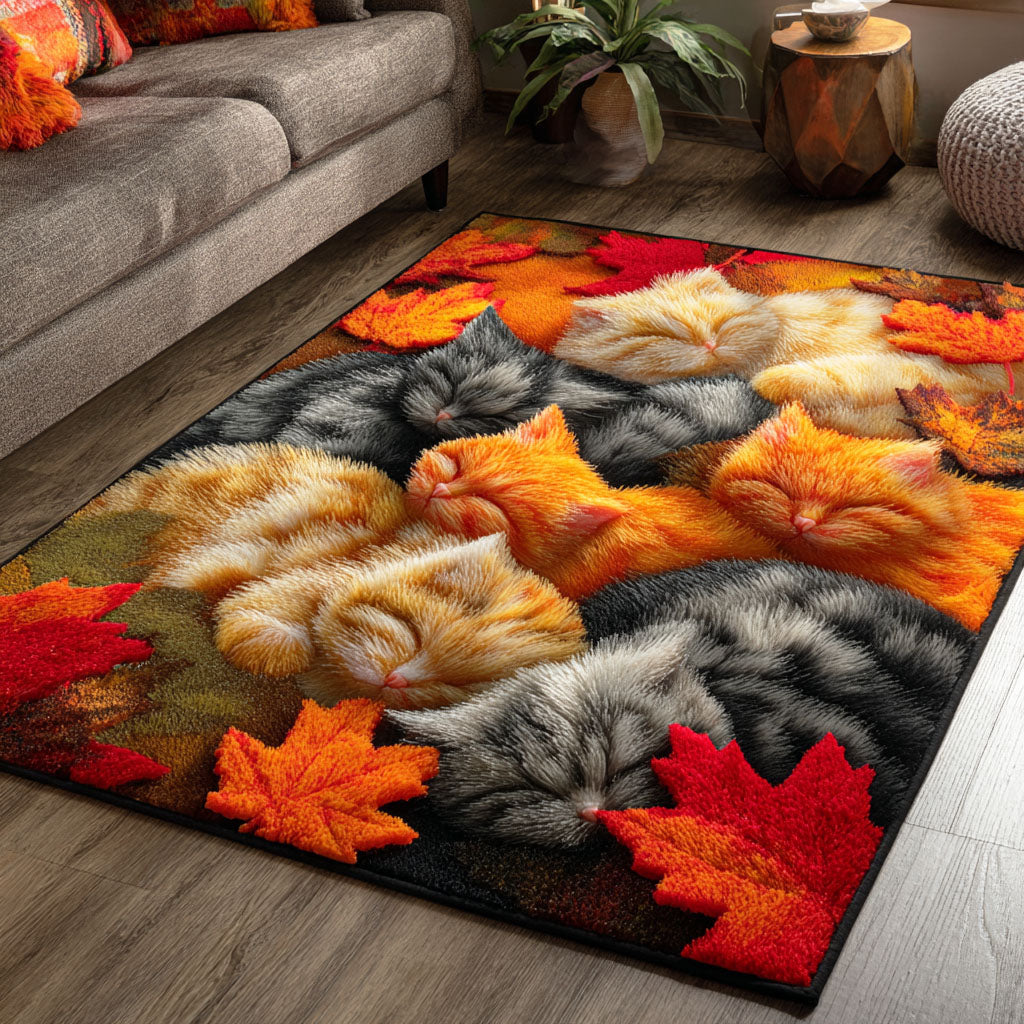 Snuggled Kitty area rug in a living room
