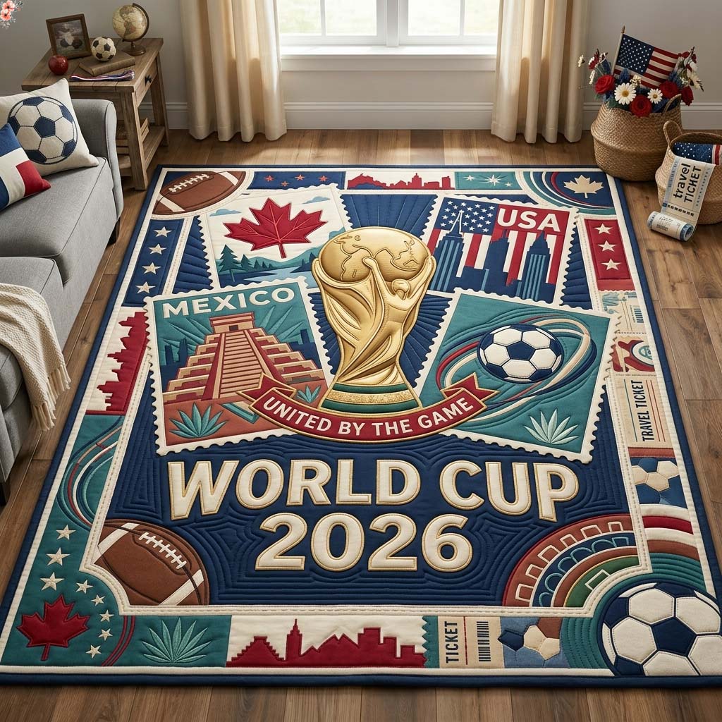 Soccer Journey area rug in a living room