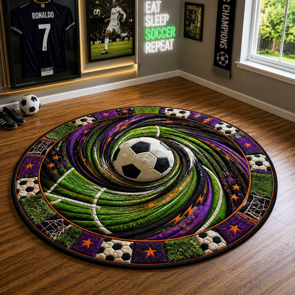 Soccer Vortex Champion Round Mat Rug - Nature Design | Serene Home Decor
