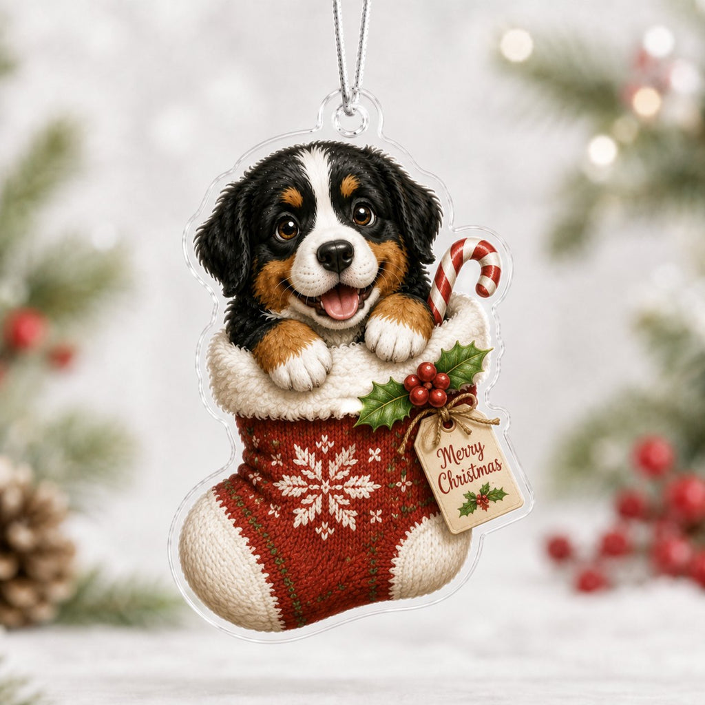 Sock Bernese Mountain Dog Christmas Ornament