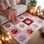 Soft Blush Paw area rug in a living room