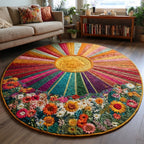 Soft Embrace Quilted Pillow Case Round Mat Rug - washable non-slip printed rug
