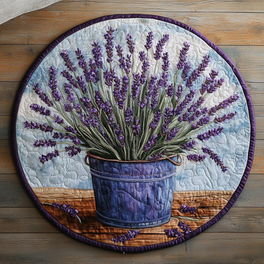Soft Lavender Round Mat Rug - washable non-slip printed rug