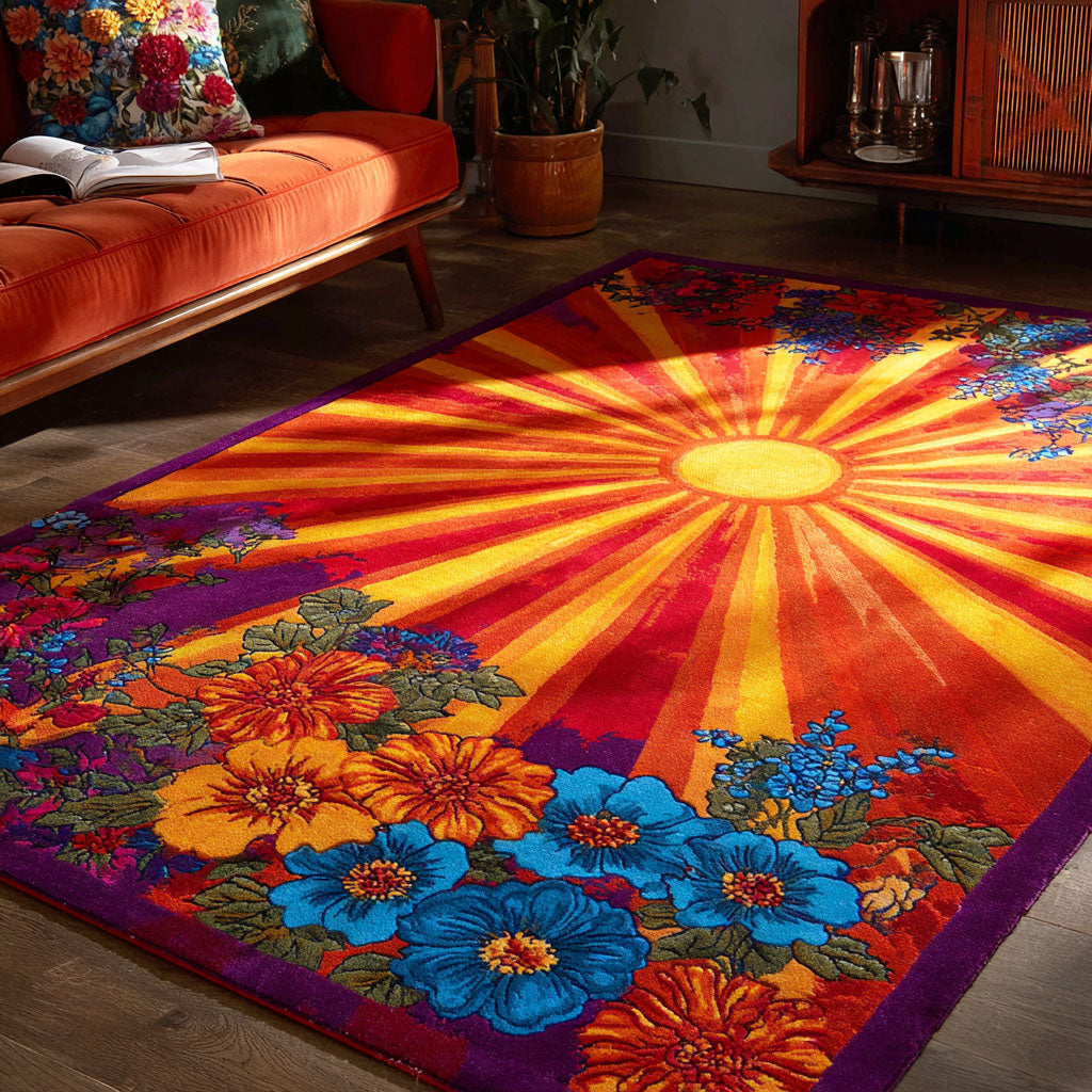 Soft Sunbeams area rug in a living room