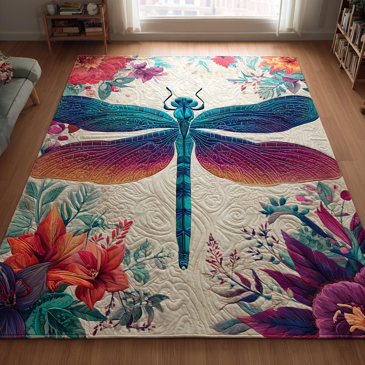 Soft Wings area rug in a living room