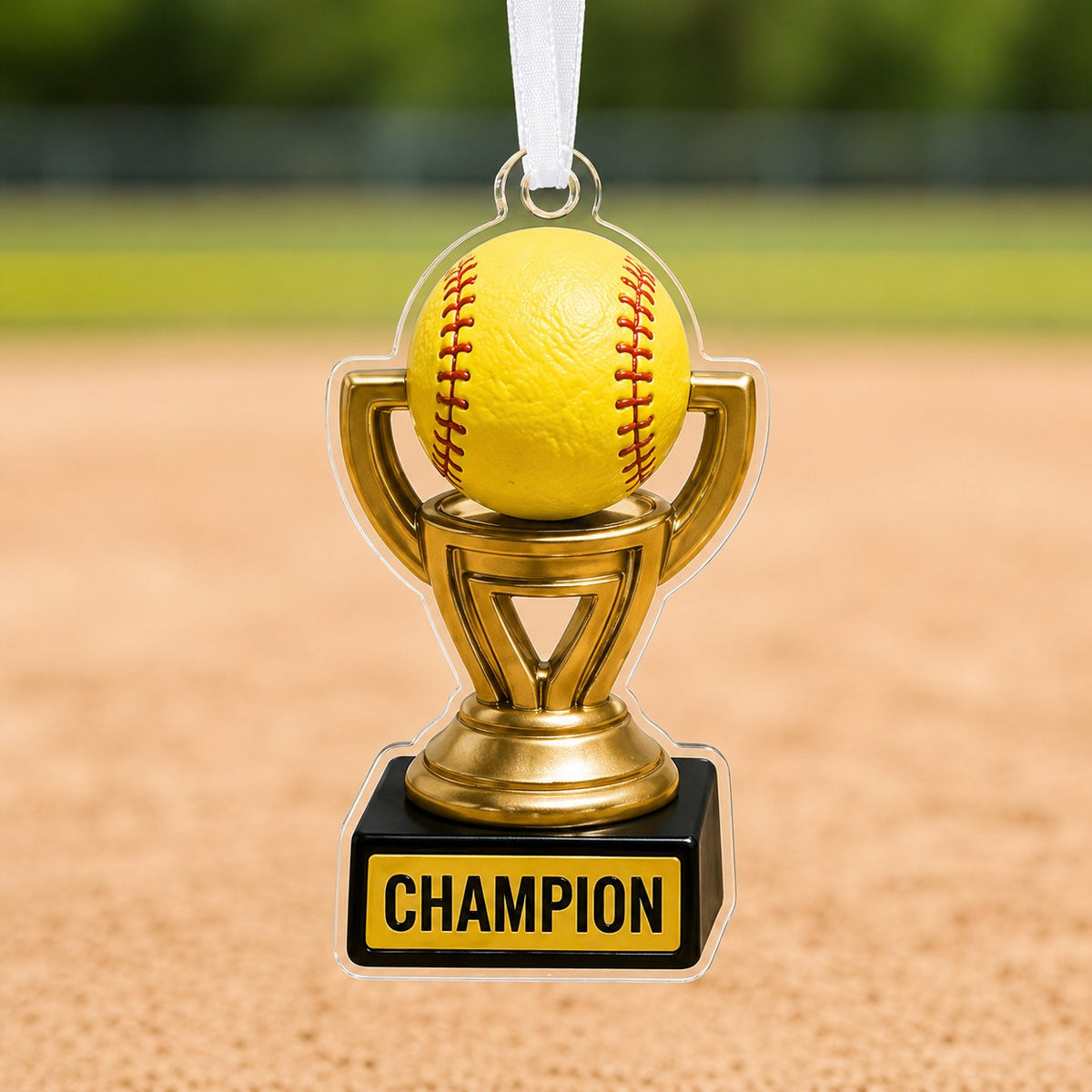 Softball Champion Trophy Christmas Ornament