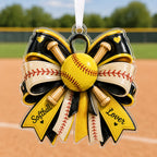 Softball Lover Bow Christmas Ornament