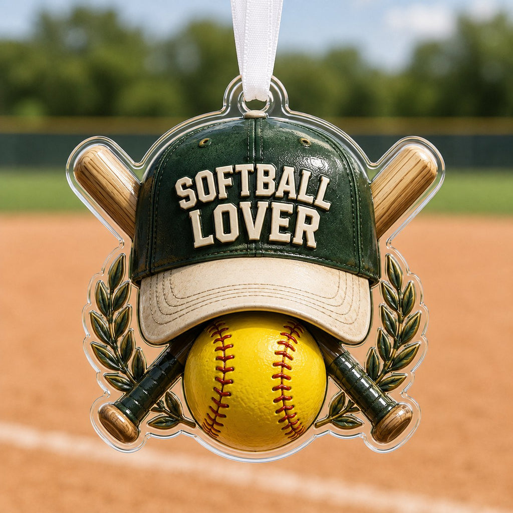 Softball Lover Cap Bats Christmas Ornament