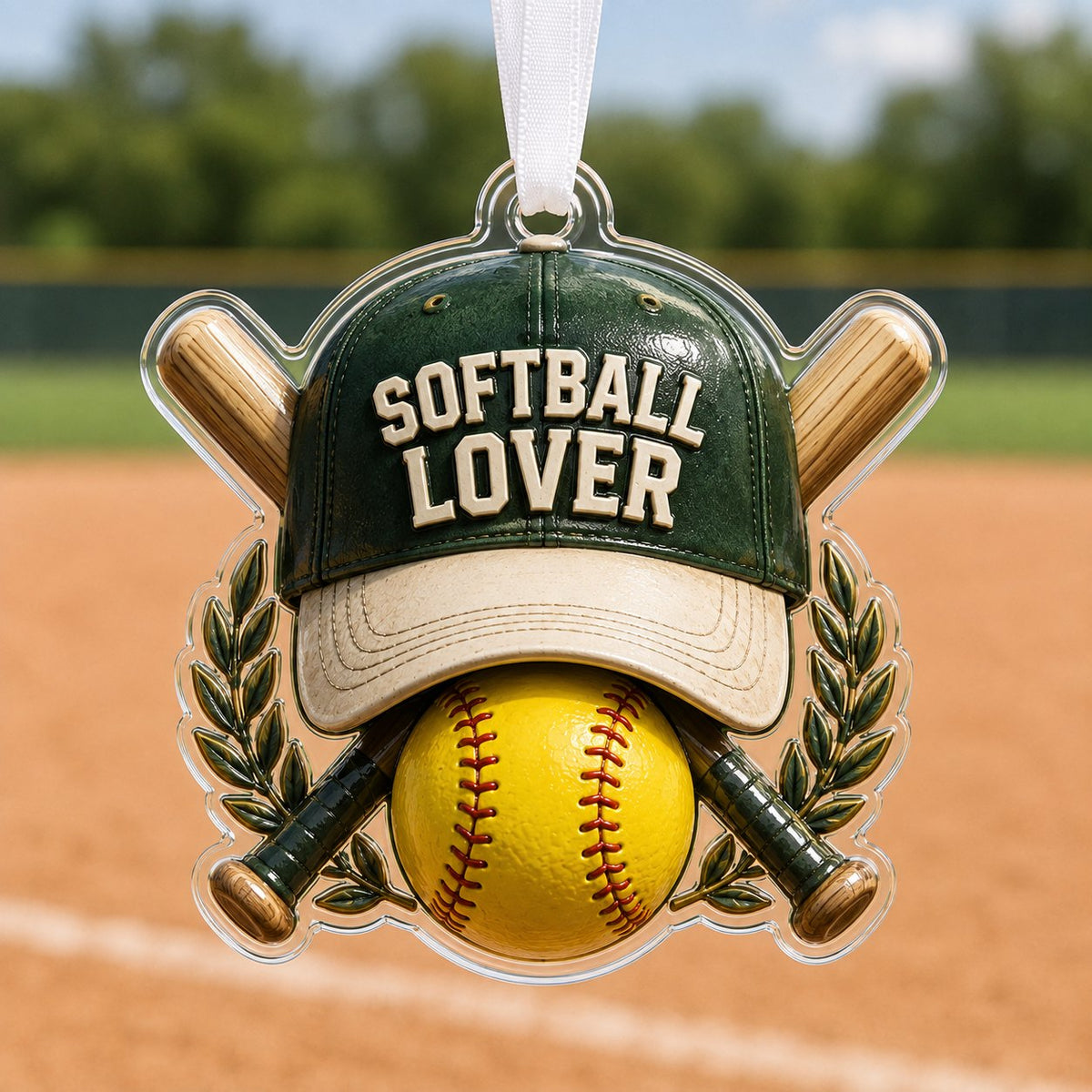 Softball Lover Cap Bats Christmas Ornament