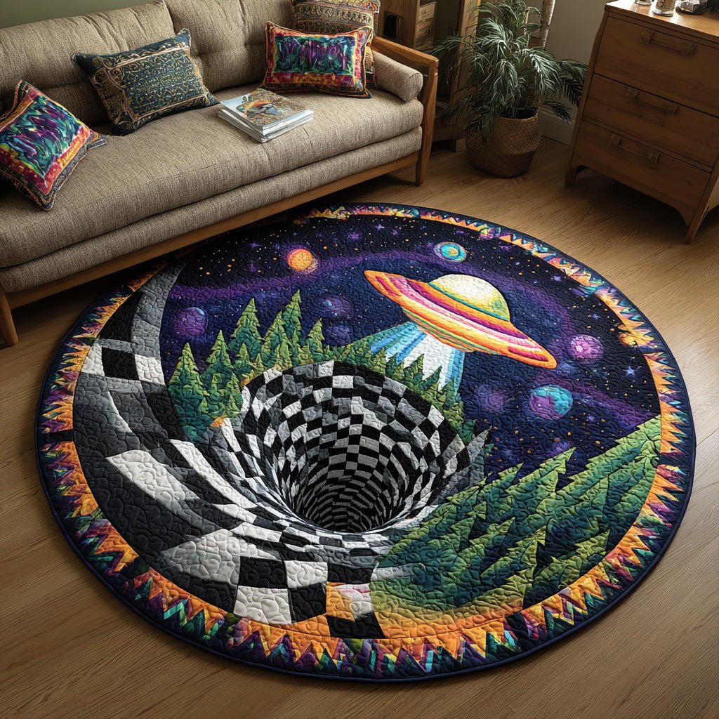 Solar Abyss Round Mat Rug - washable non-slip printed rug