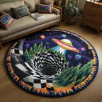 Solar Abyss Round Mat Rug - washable non-slip printed rug