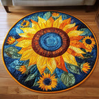 Solar Flare Echo Round Mat Rug - washable non-slip printed rug