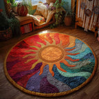 Solar Flare Round Mat Rug - washable non-slip printed rug