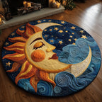 Solar Whisper Round Mat Rug - washable non-slip printed rug