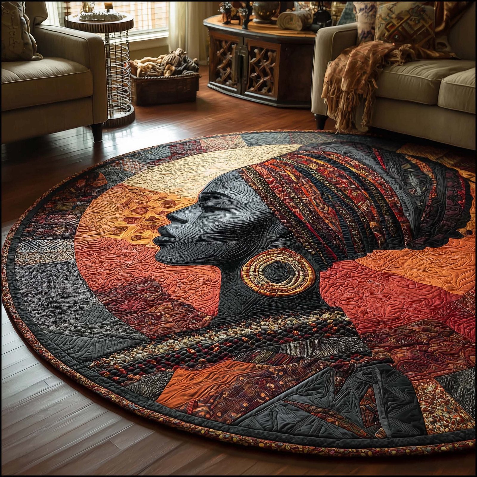 Soulbound King Round Mat Round Mat Rug - Retro Vintage Design | Nostalgia Home Decor