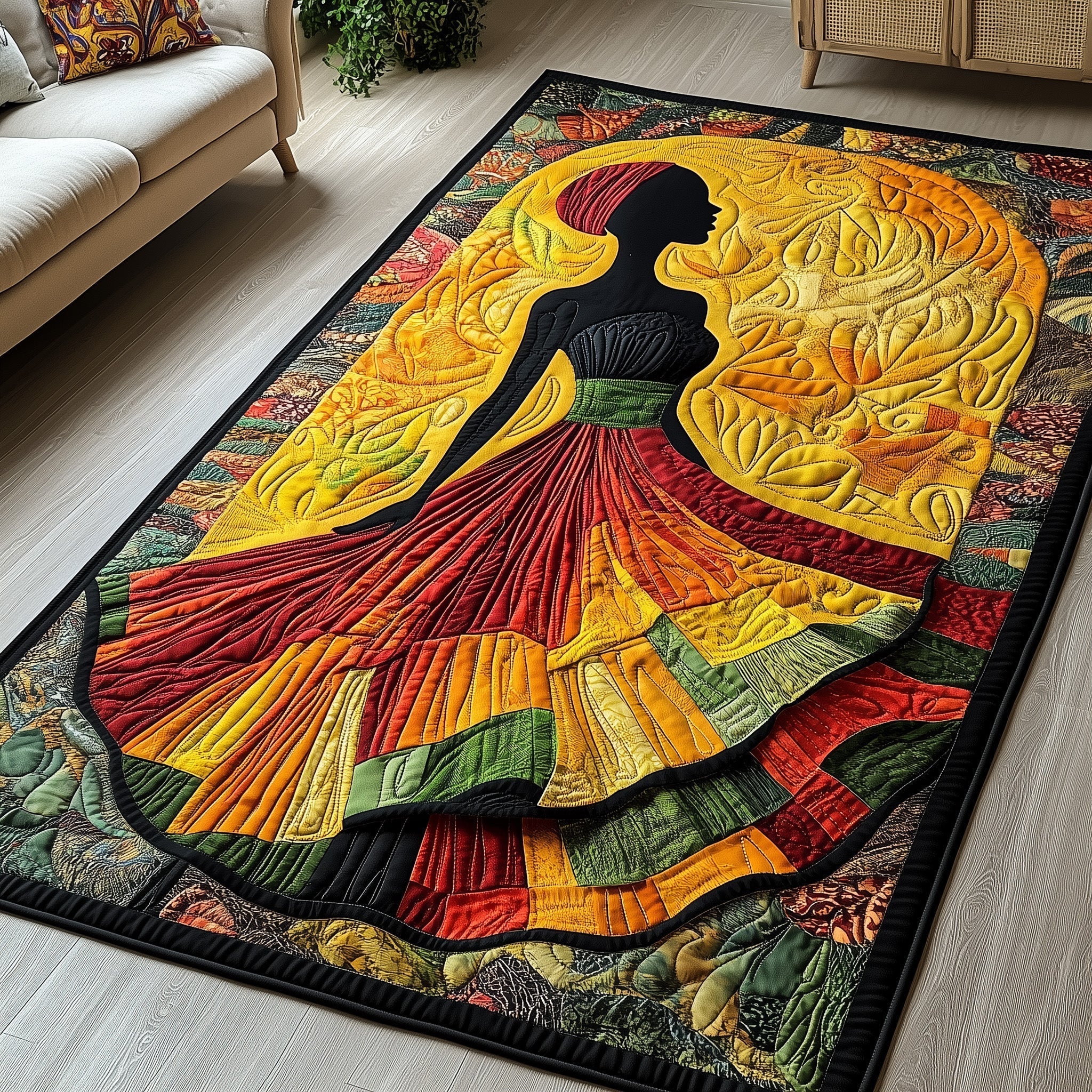 Soulbound Roots area rug in a living room