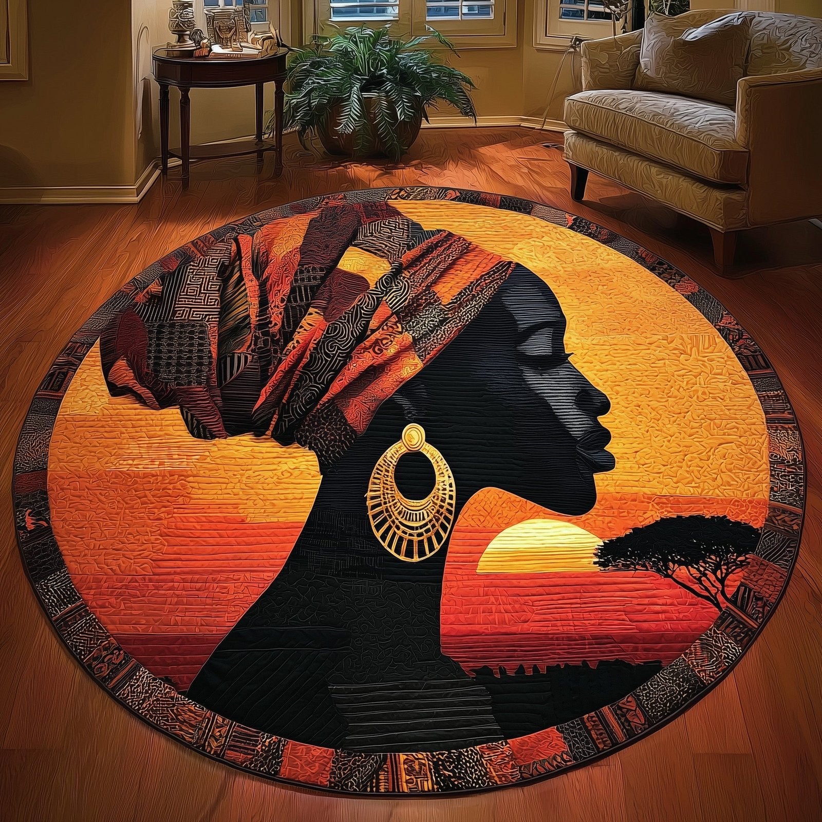 Soulbound Roots Round Mat Rug - Retro Vintage Design | Nostalgia Home Decor