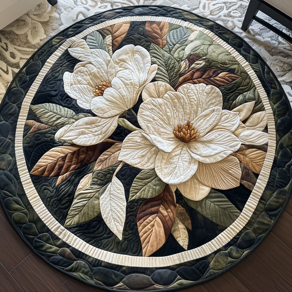 Southern Bloom Round Mat Rug - washable non-slip printed rug