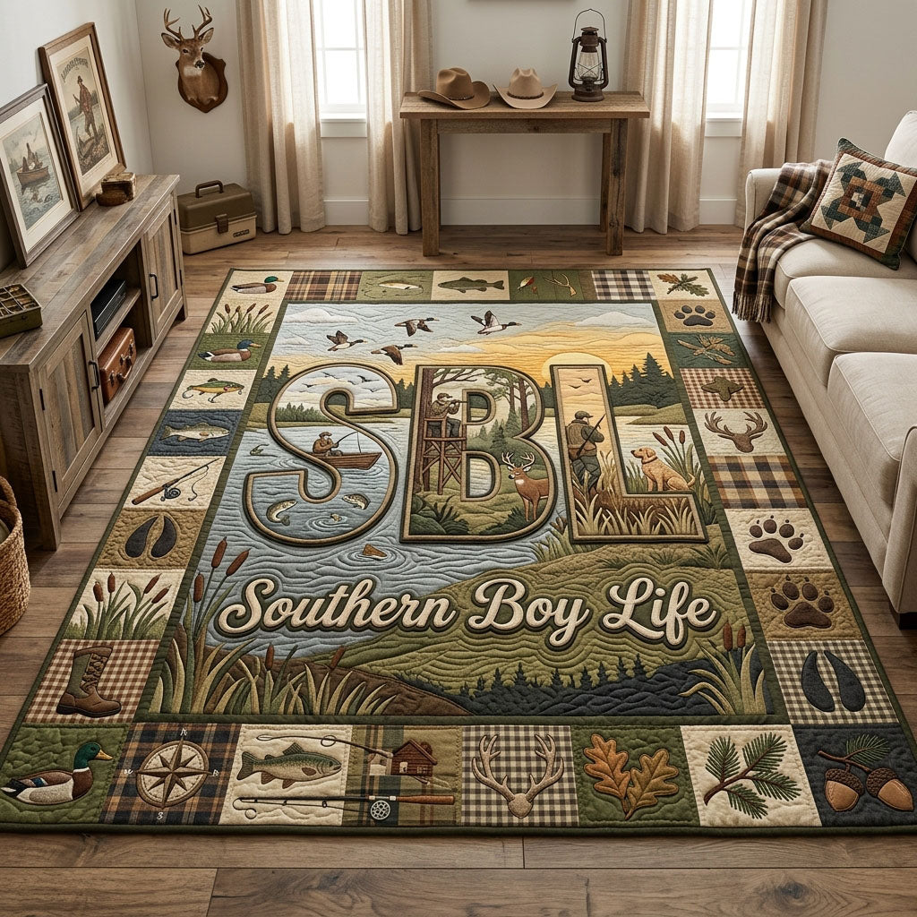 Southern Boy Life area rug in a living room